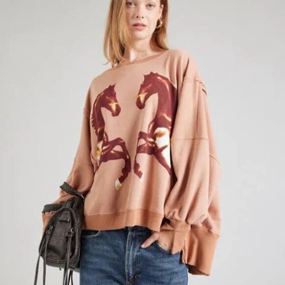 Free People Camden Oversize Graphic Sweatshirt - Size XS - Picture 1 of 4